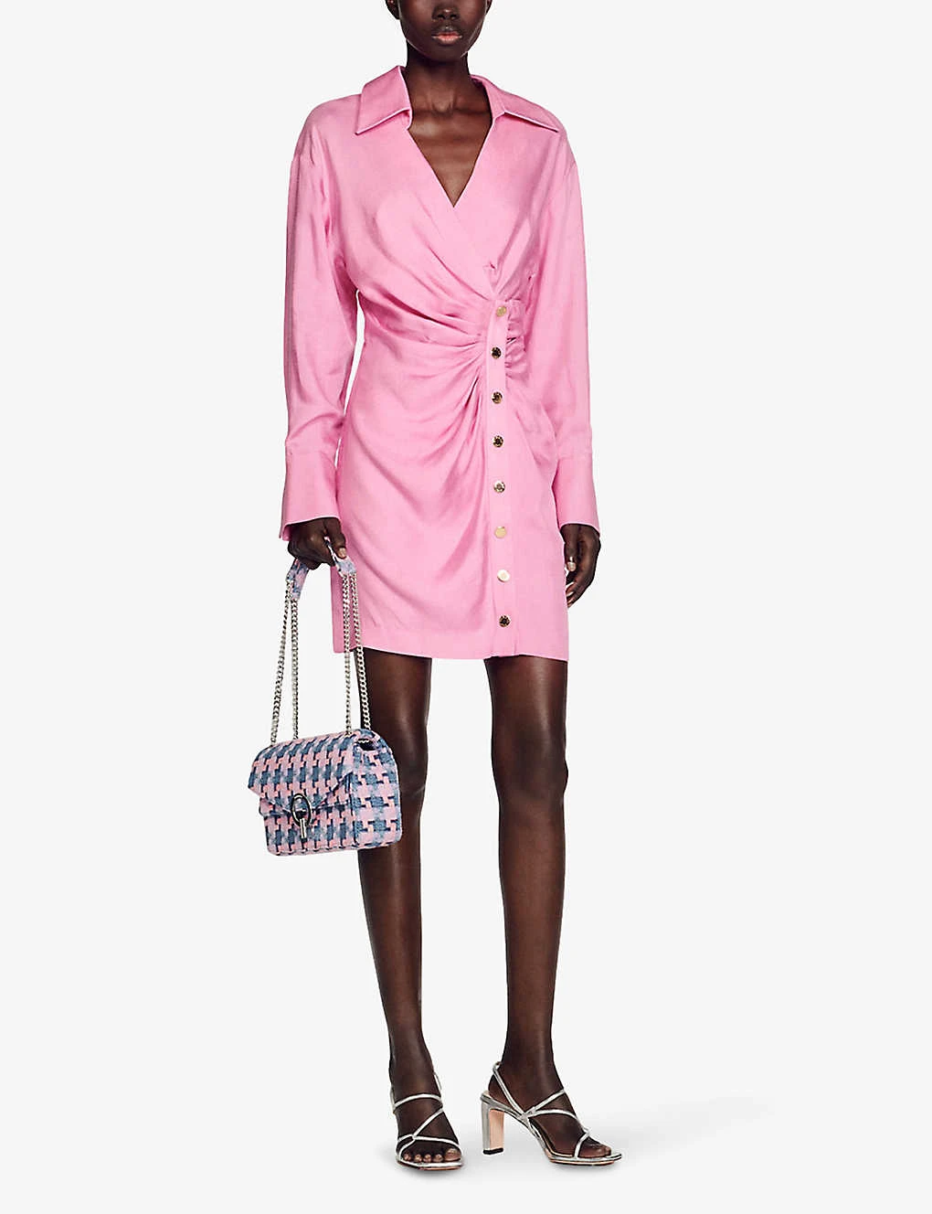 Sandro Elvira Draped Satin Mini Dress - Image 2