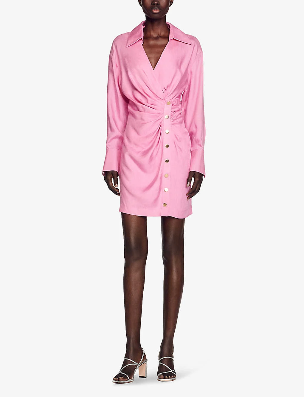 Sandro Elvira Draped Satin Mini Dress - Image 3