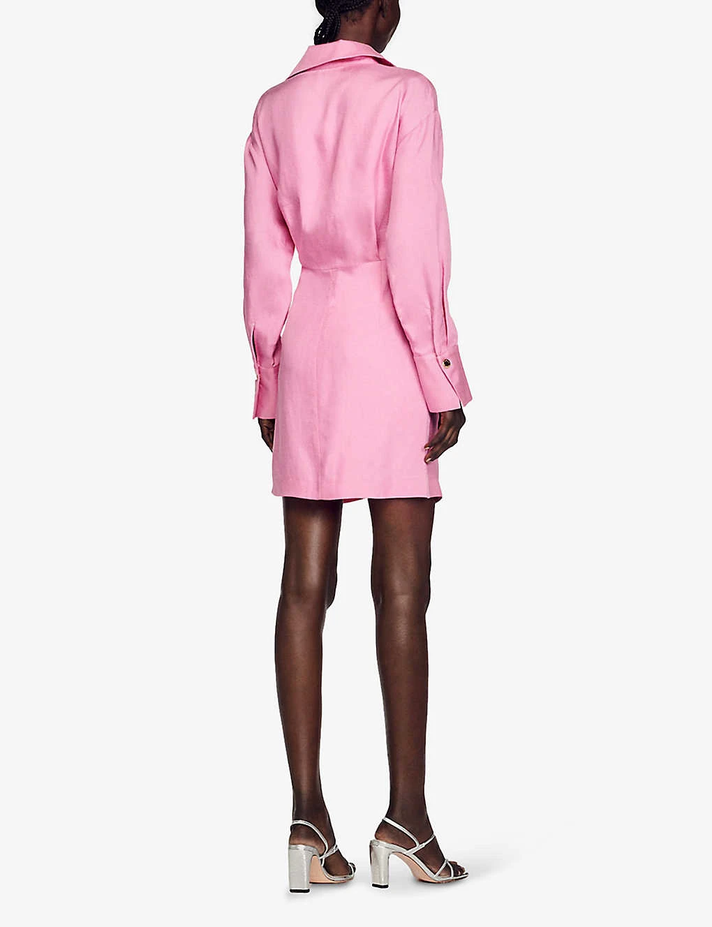 Sandro Elvira Draped Satin Mini Dress - Image 4