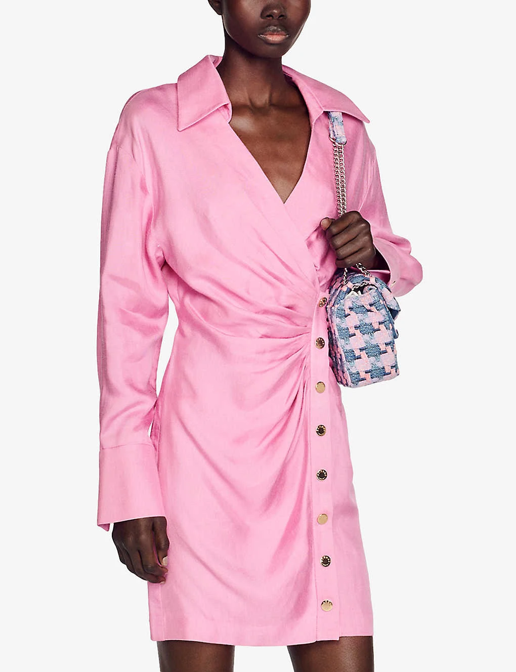 Sandro Elvira Draped Satin Mini Dress - Image 5