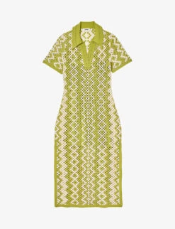 Sandro Oona Crochet-pattern Cotton-knit Midi Dress