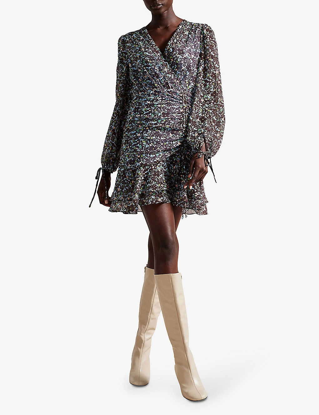 Ted Baker Cherela Floral-print Balloon-sleeved Recycled-polyester Mini Dress - Image 2