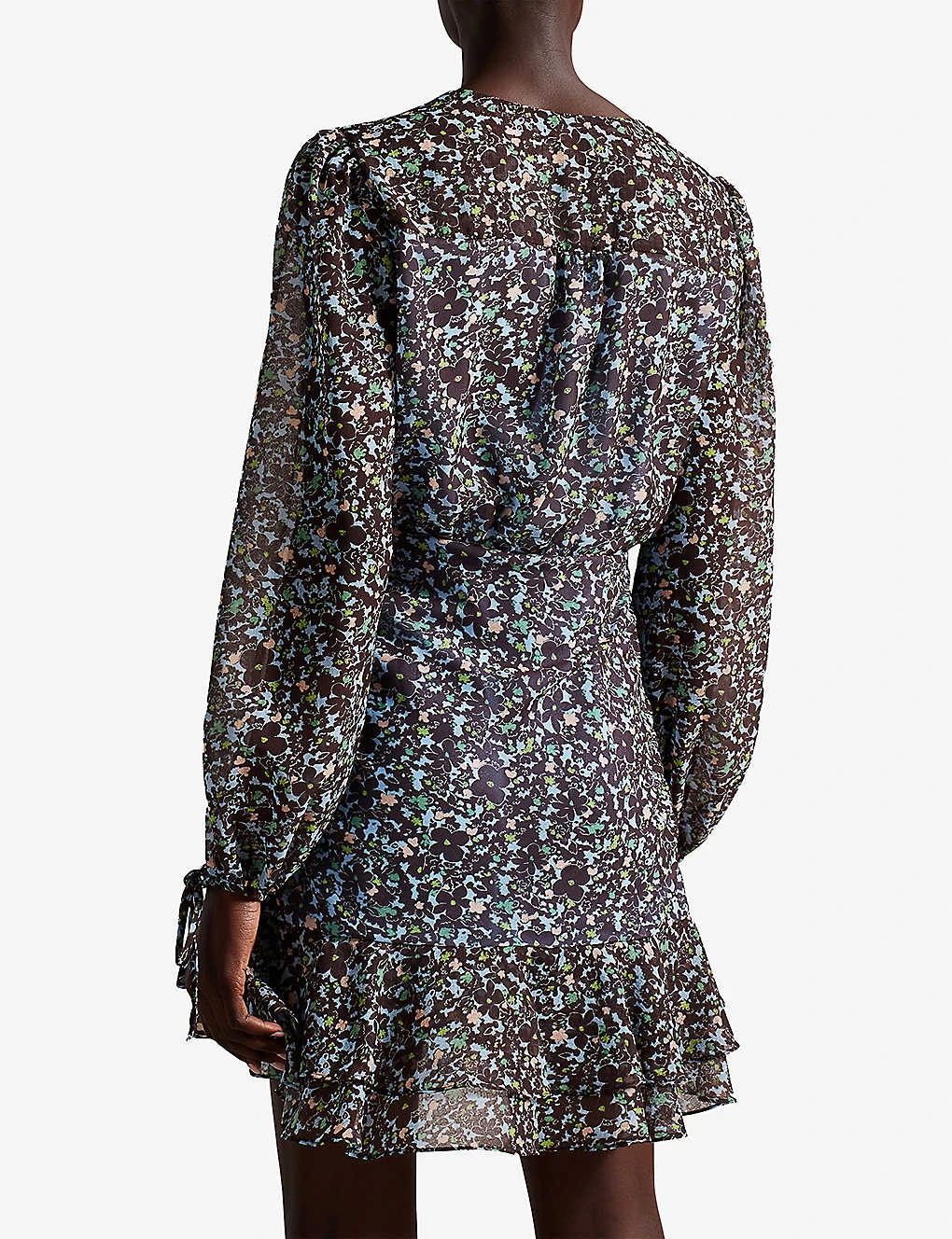 Ted Baker Cherela Floral-print Balloon-sleeved Recycled-polyester Mini Dress - Image 4