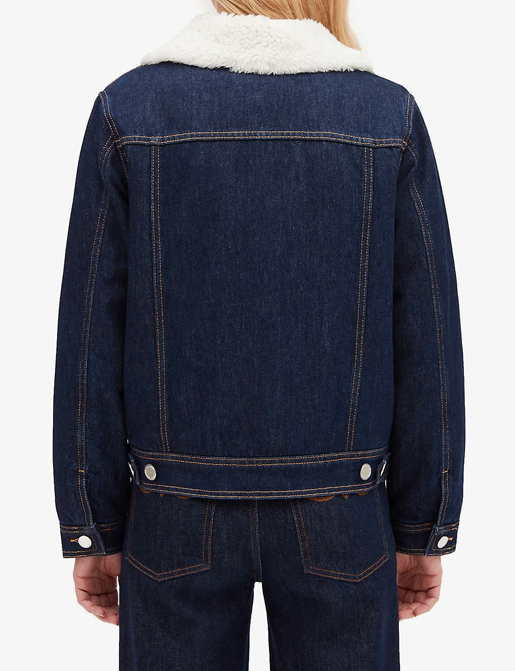 CLAUDIE PIERLOT Vague Faux-shearling Trimmed Denim Jacket - Image 4