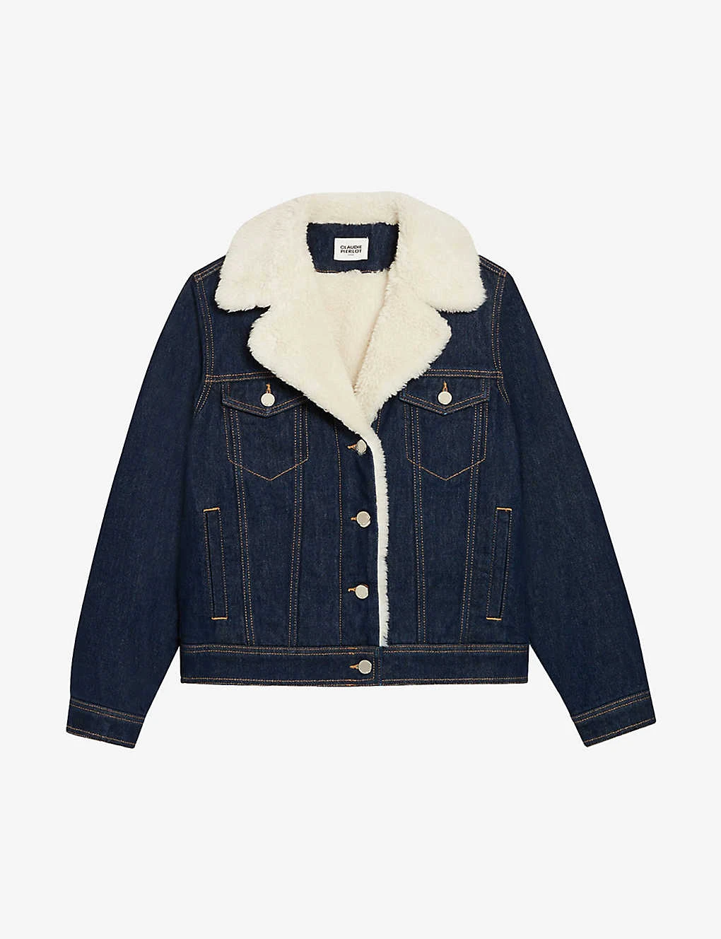 CLAUDIE PIERLOT Vague Faux-shearling Trimmed Denim Jacket