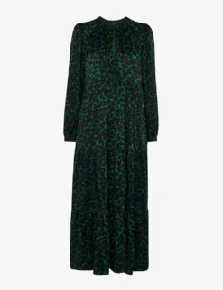 Whistles Animal-print Tiered Woven Midi Dress