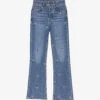 Maje Floral Crystal-embellished Flared High-rise Stretch-denim Jeans