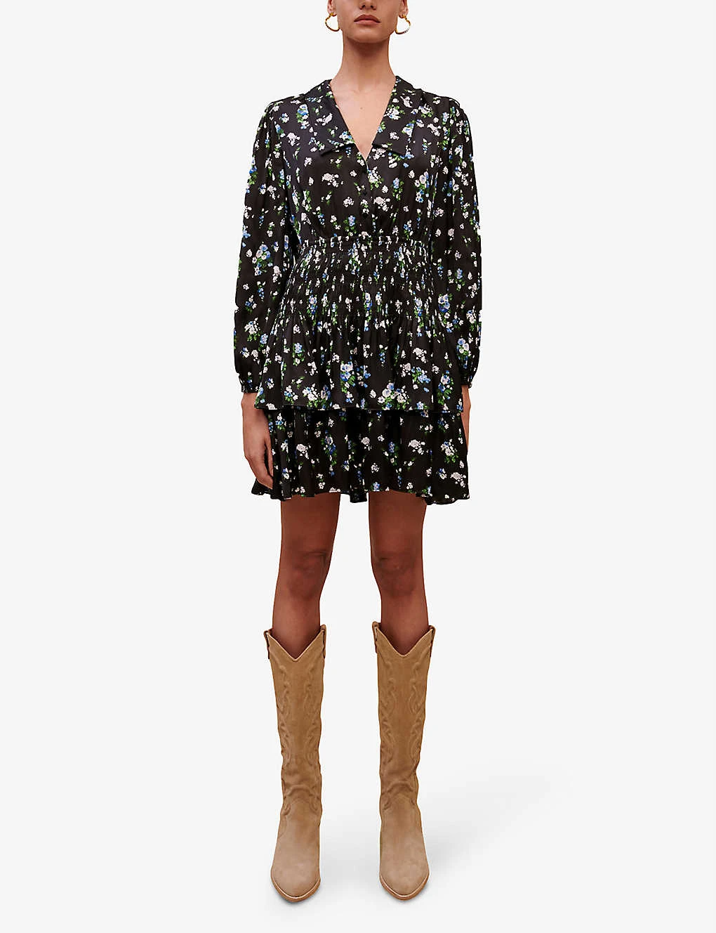 Maje Radjilla Smocked Floral-print Woven Mini Dress - Image 2