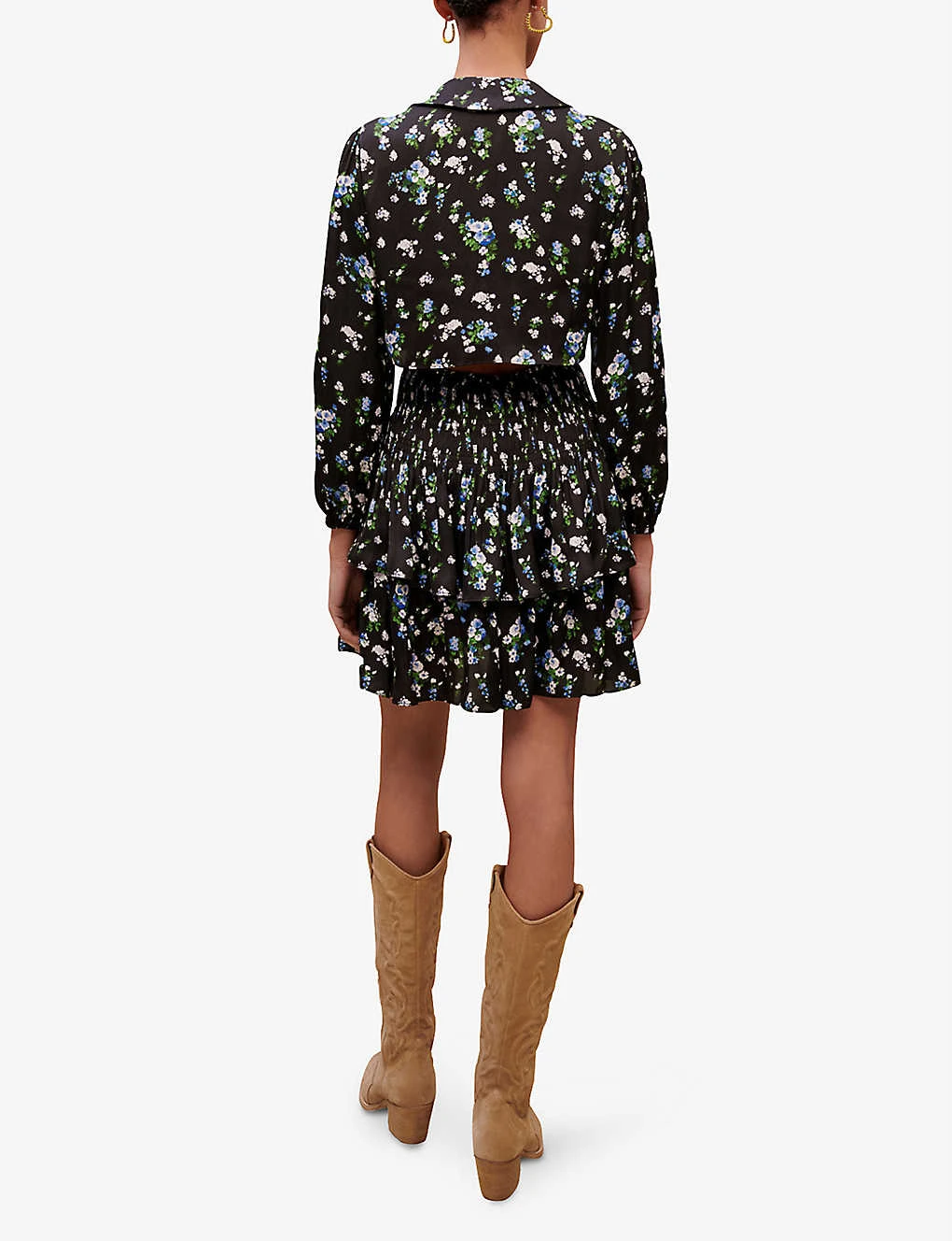 Maje Radjilla Smocked Floral-print Woven Mini Dress - Image 4