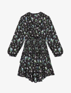 Maje Radjilla Smocked Floral-print Woven Mini Dress