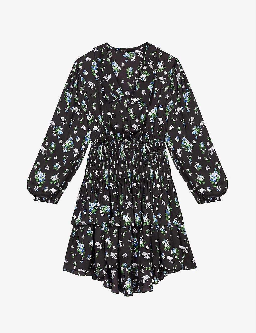 Maje Radjilla Smocked Floral-print Woven Mini Dress