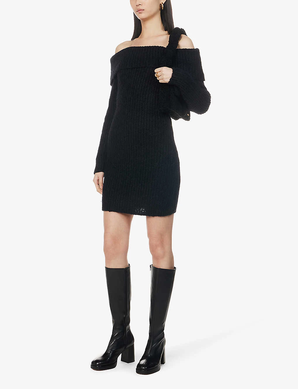 Jayne Off-the-shoulder Alpaca Wool-blend Mini Dress - Image 2