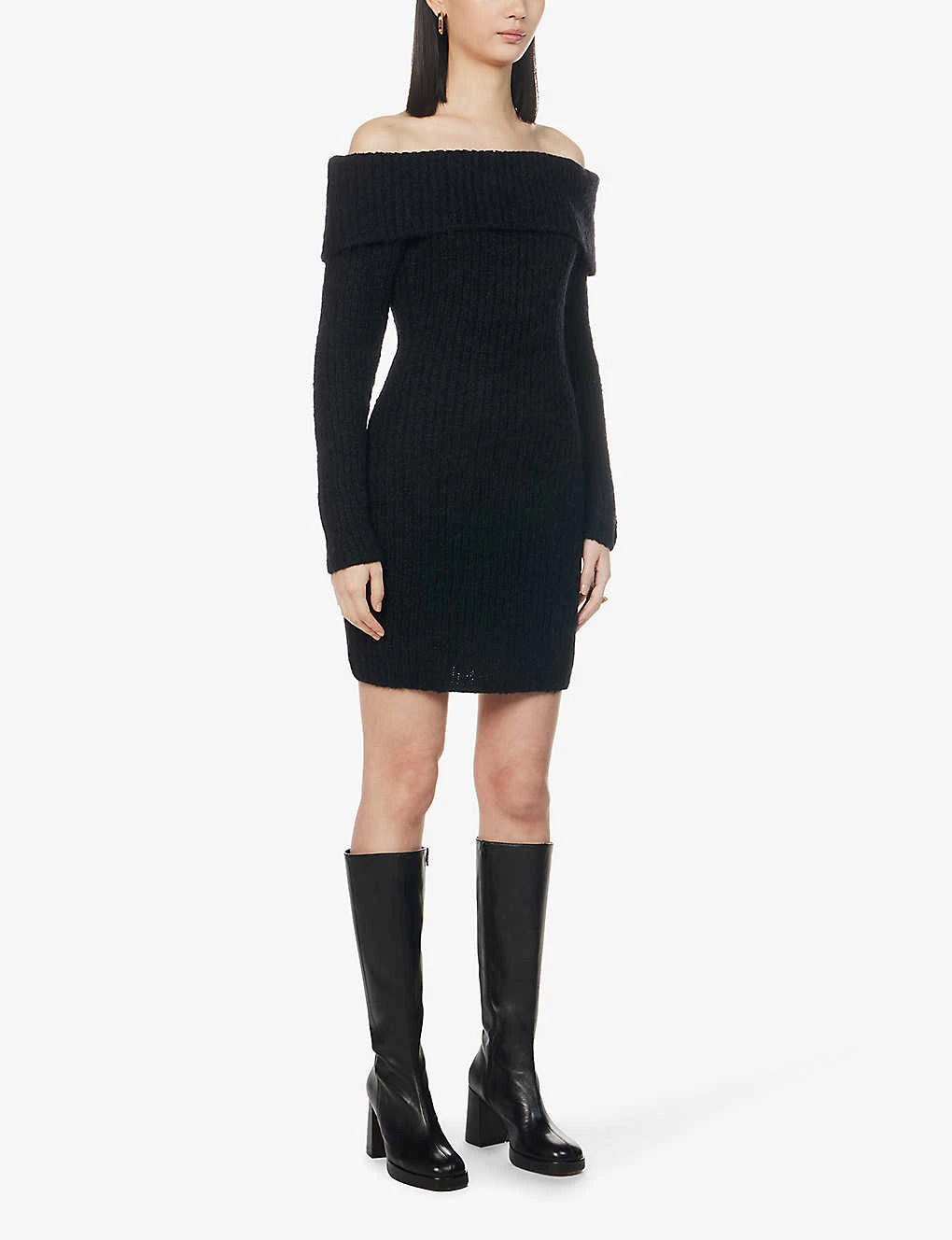 Jayne Off-the-shoulder Alpaca Wool-blend Mini Dress - Image 3