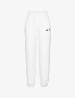 Branded Tapered High-rise Cotton-jersey Jogging Bottoms
