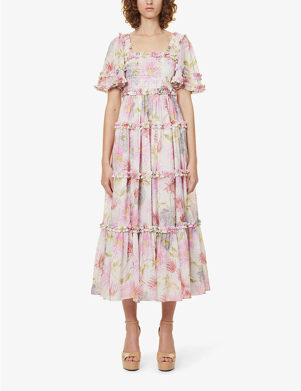 Hummingbird Floral-print Woven Midi Dress - Image 3
