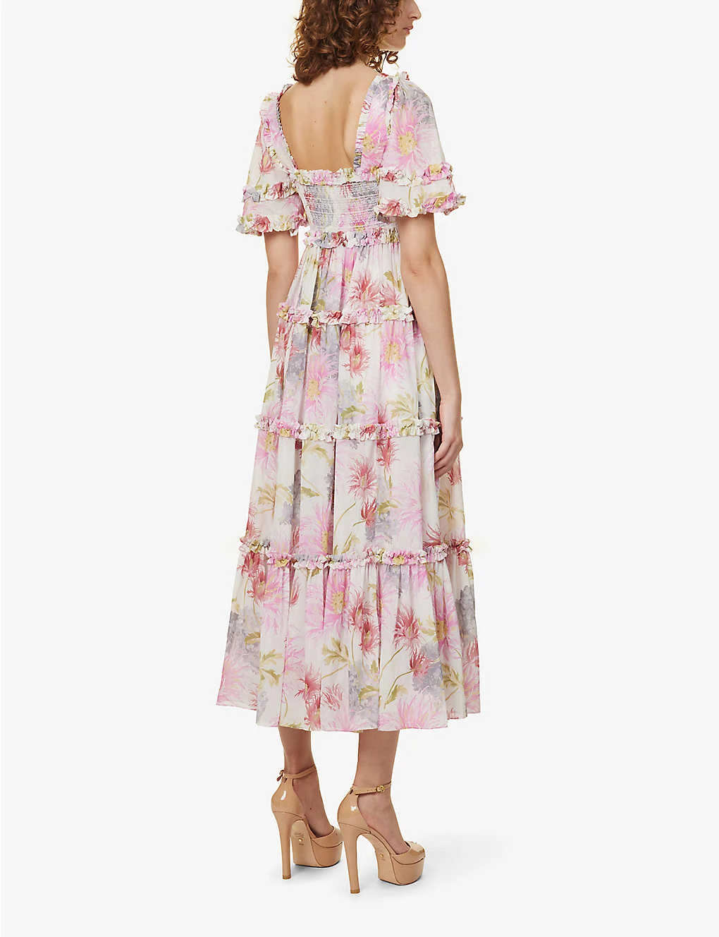 Hummingbird Floral-print Woven Midi Dress - Image 4