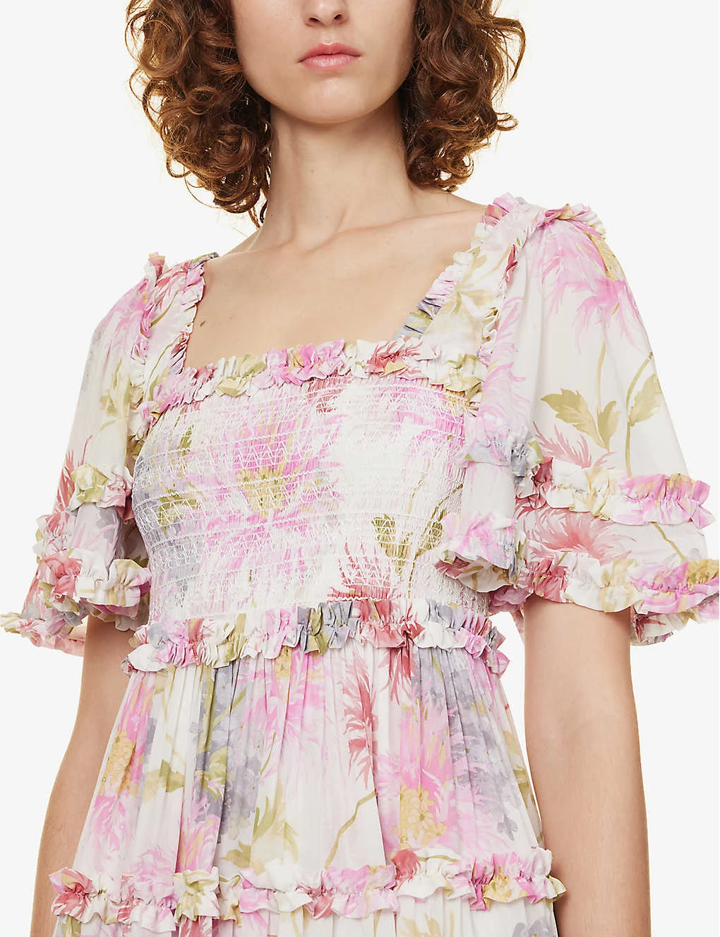 Hummingbird Floral-print Woven Midi Dress - Image 5