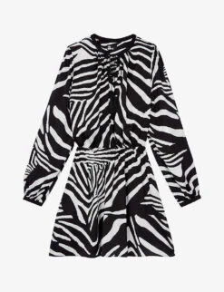 THE KOOPLES Zebra-print Satin Mini Dress