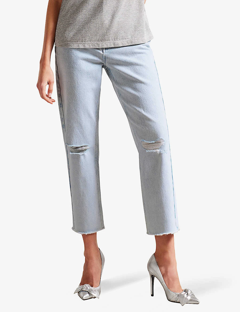 Ted Baker Chrishl Straight-leg Ripped-knee Stretch Jeans - Image 3