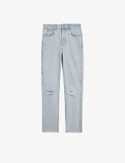 Ted Baker Chrishl Straight-leg Ripped-knee Stretch Jeans