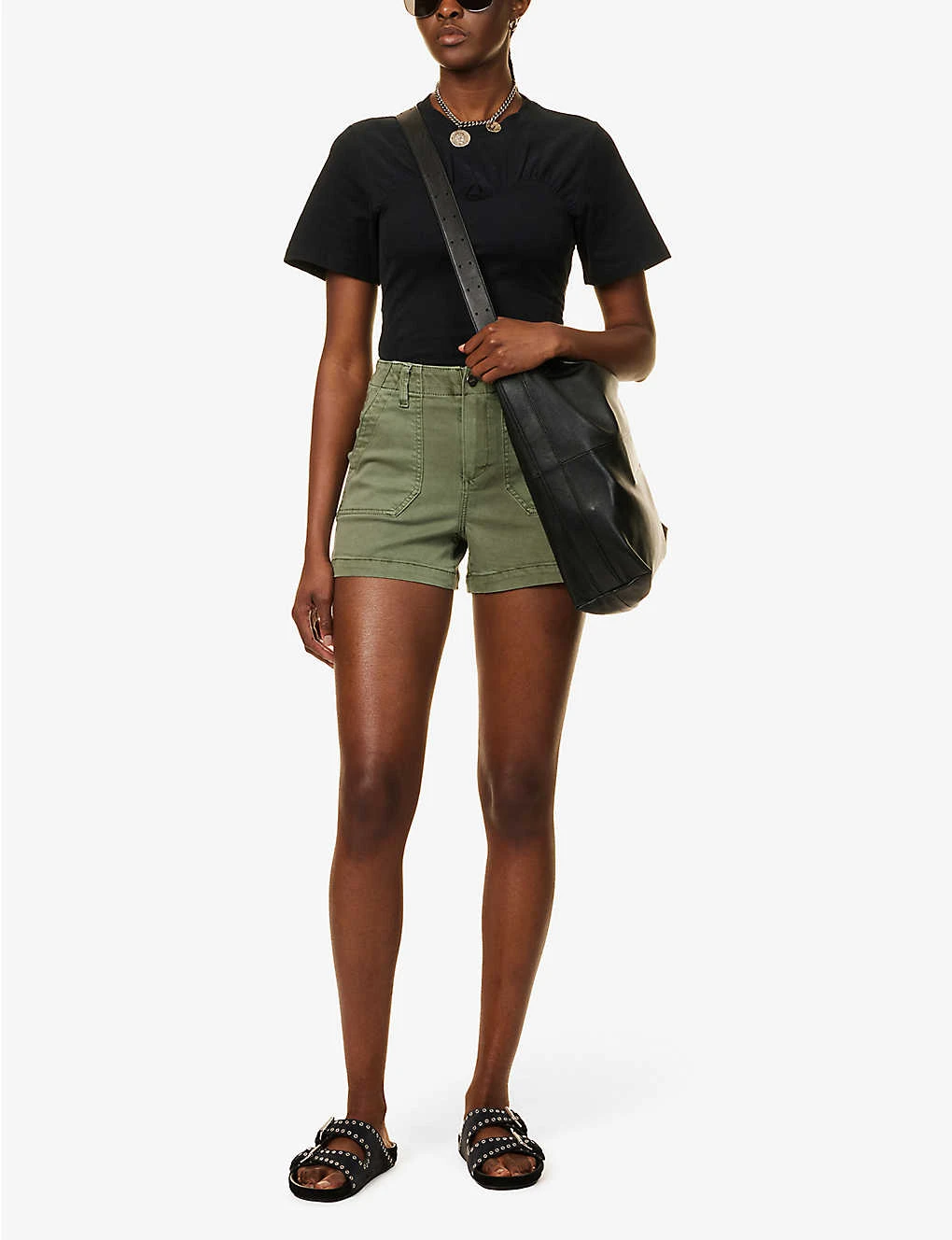 Paige Crush Mid-rise Stretch Cotton-blend Shorts - Image 2