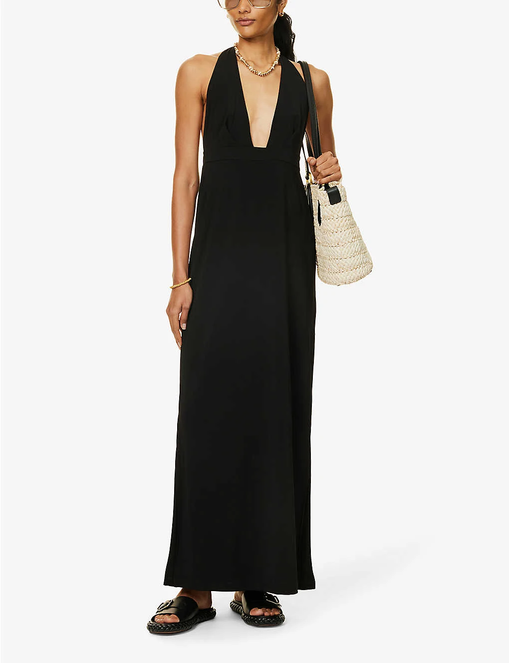 Max Mara V-neck Split-hem Stretch-woven Midi Dress - Image 2