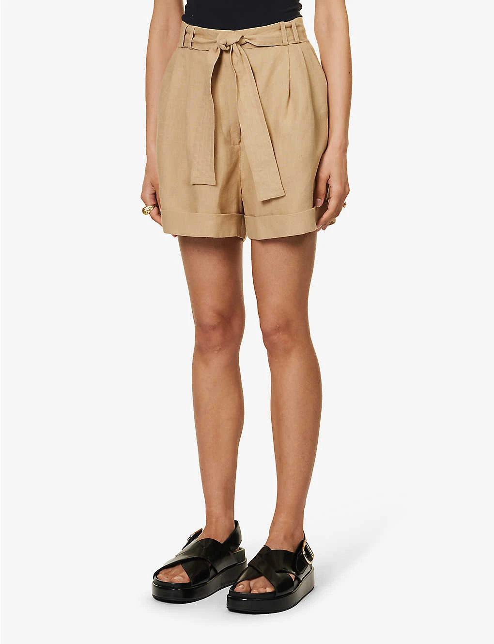 Clementina High-rise Organic-linen Shorts - Image 3