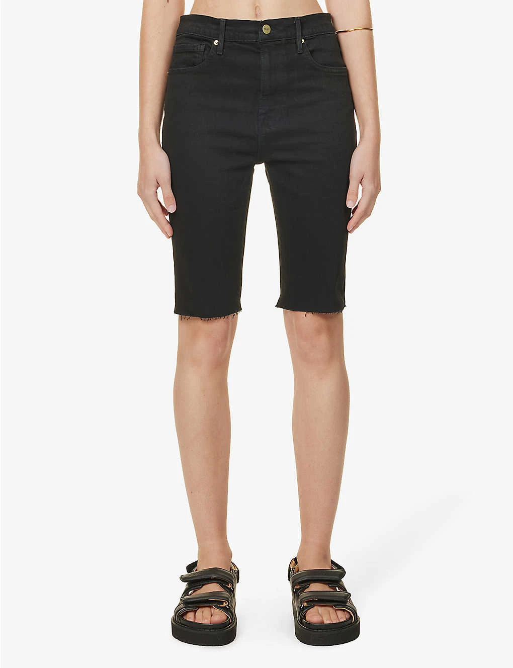 FRAME Bermuda Raw-hem Stretch-denim Shorts - Image 3