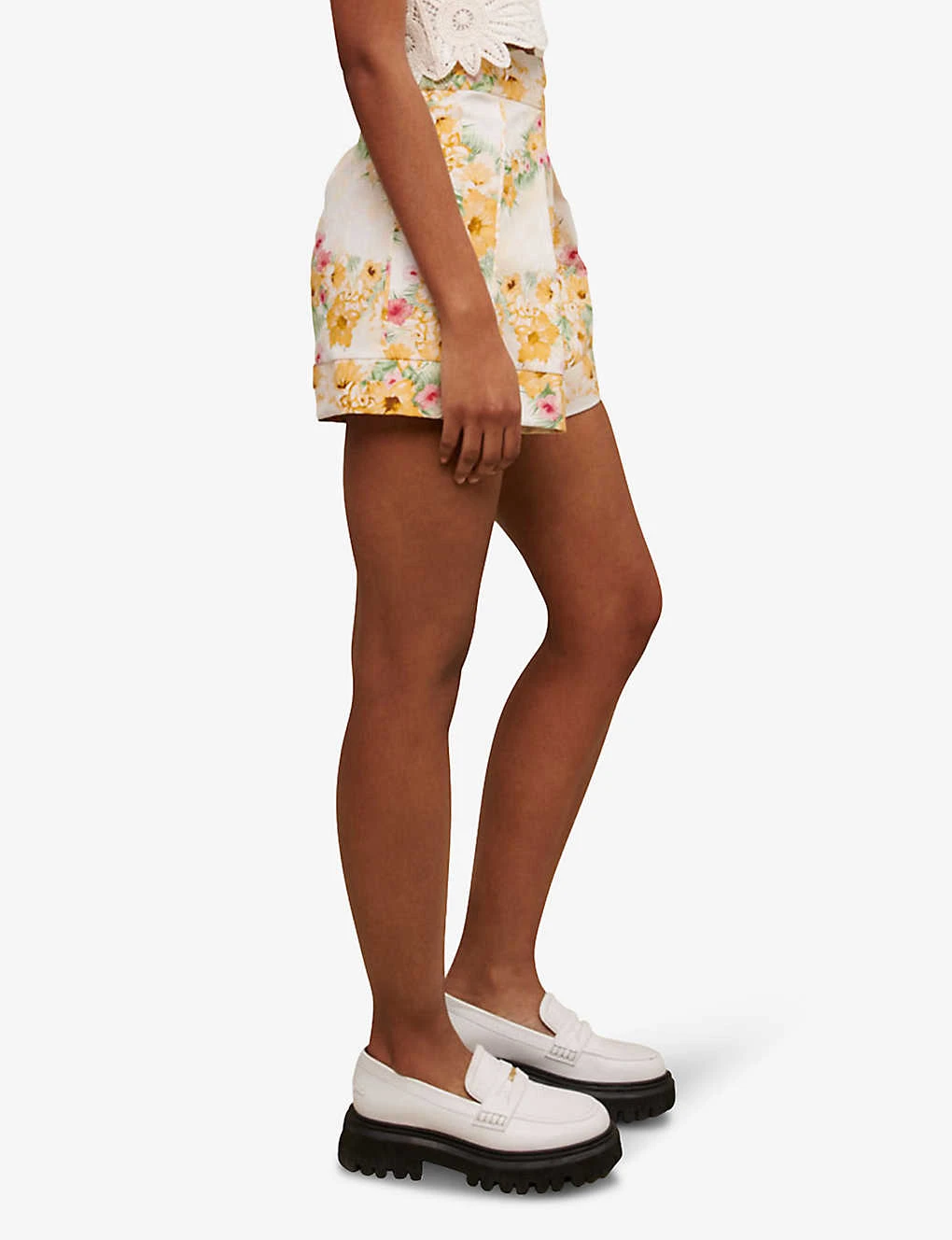 Maje Floral Print High-rise Cotton Shorts - Image 3