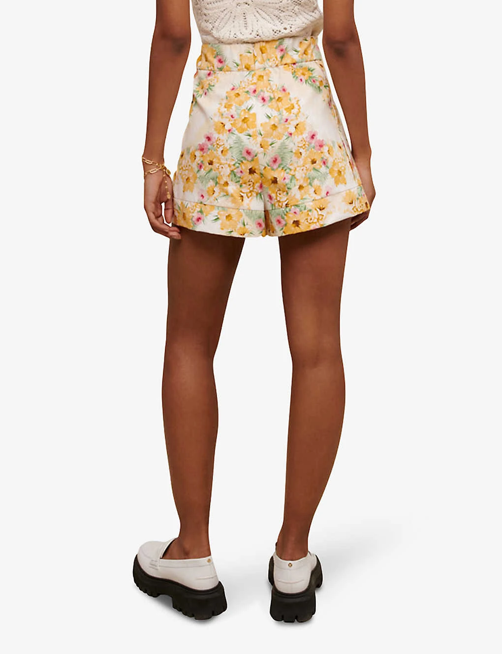 Maje Floral Print High-rise Cotton Shorts - Image 4