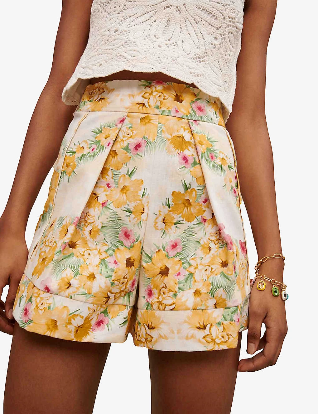 Maje Floral Print High-rise Cotton Shorts - Image 5