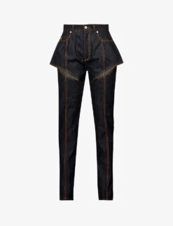 Alexander McQueen Cut-out Tapered-leg Mid-rise Jeans