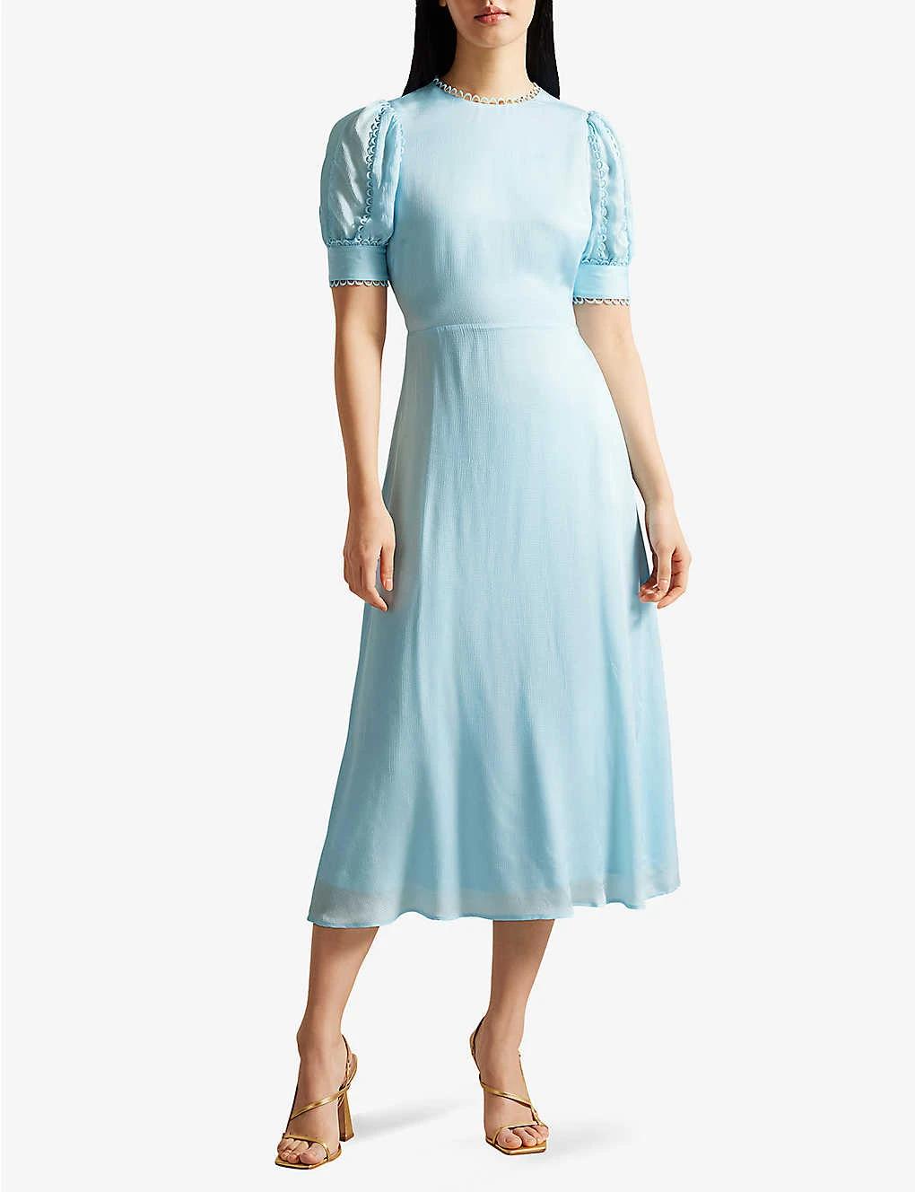 Ted Baker Azilea Puff-sleeve Waist-tie Woven Midi Dress - Image 3