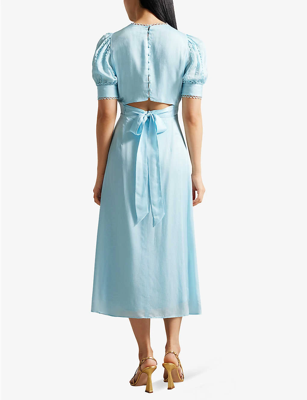 Ted Baker Azilea Puff-sleeve Waist-tie Woven Midi Dress - Image 4