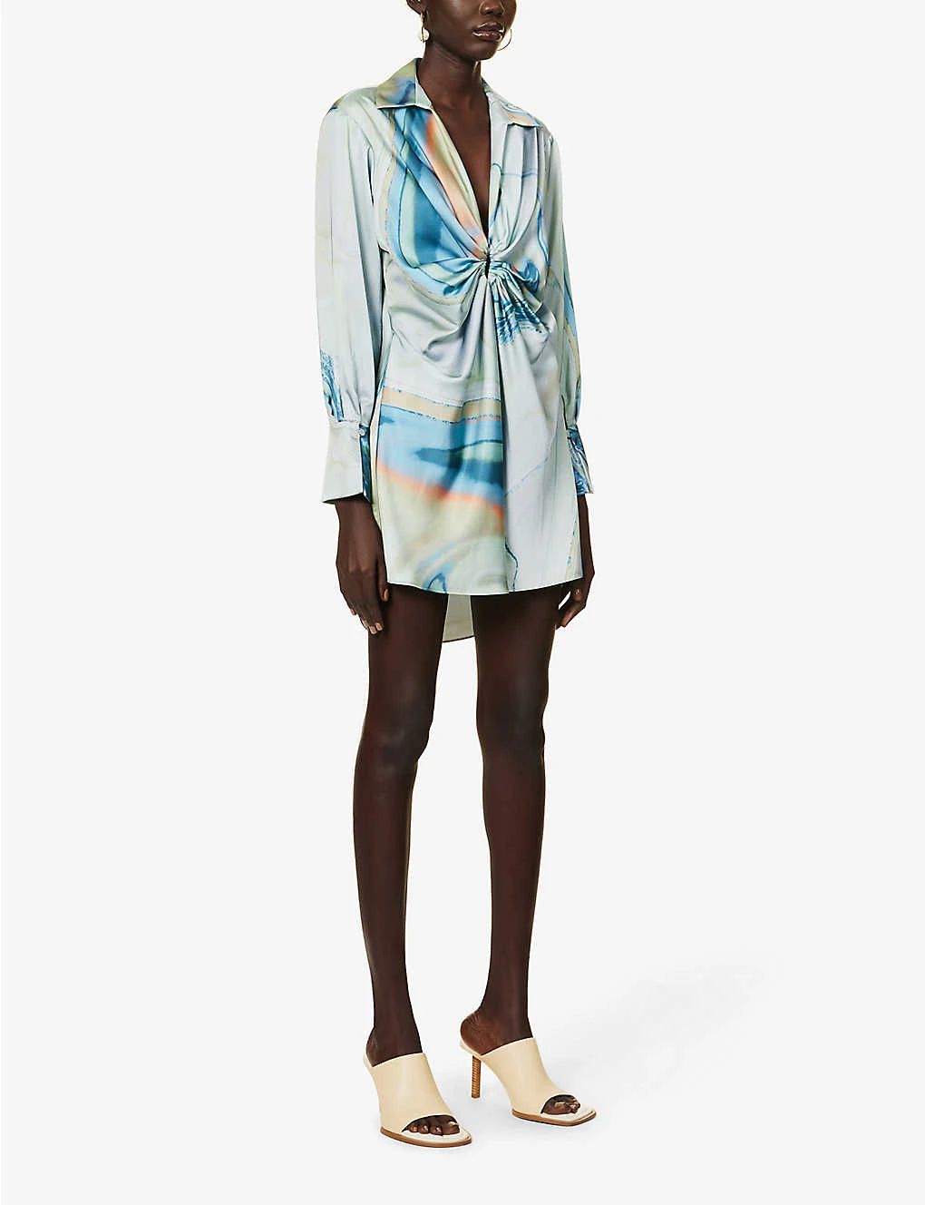 Roma Marble-pattern Stretch-satin Mini Dress - Image 3