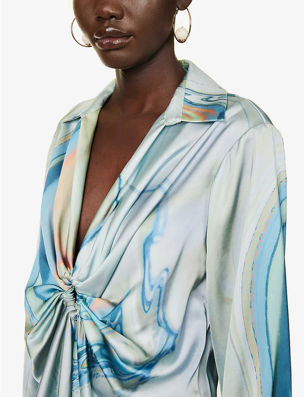 Roma Marble-pattern Stretch-satin Mini Dress - Image 5