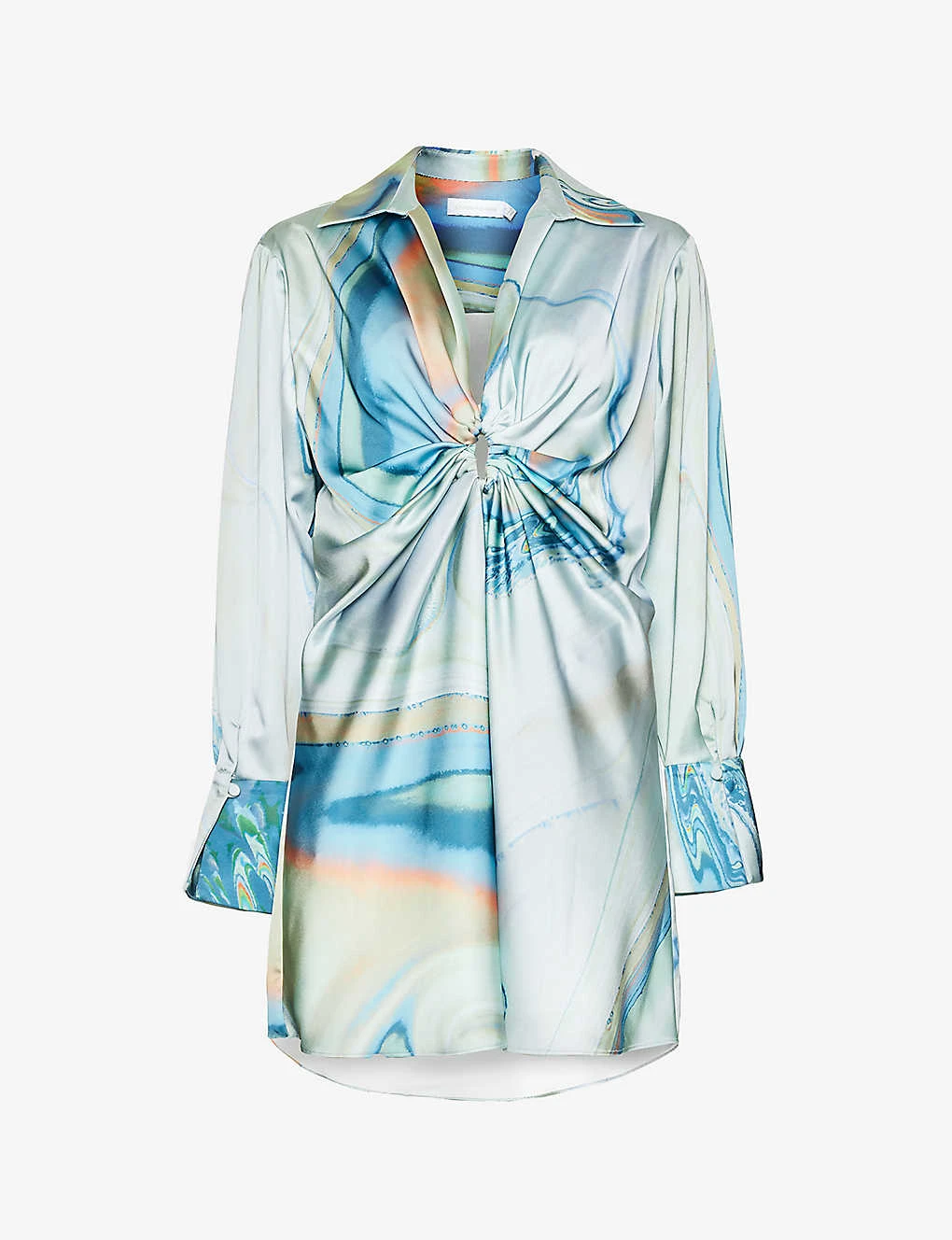 Roma Marble-pattern Stretch-satin Mini Dress