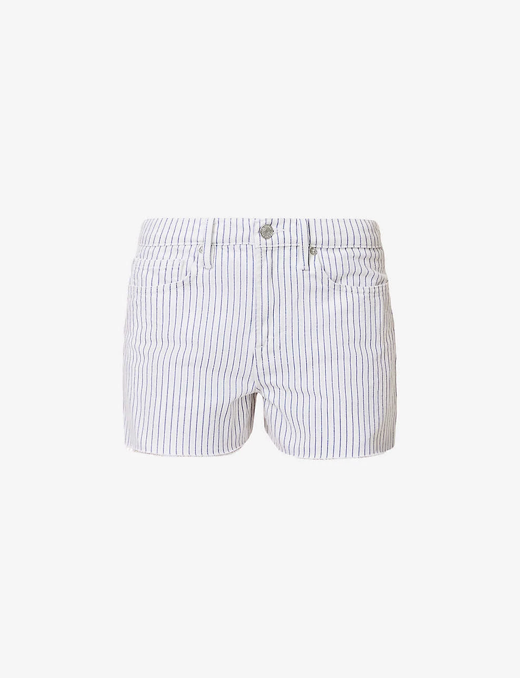 FRAME Le Brigitte Raw-hem Striped Denim Shorts