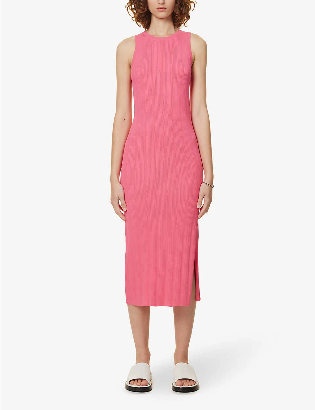 FRAME Ribbed Scoop-neck Stretch-knit Midi Dress - Image 3