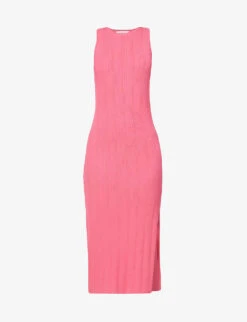 FRAME Ribbed Scoop-neck Stretch-knit Midi Dress