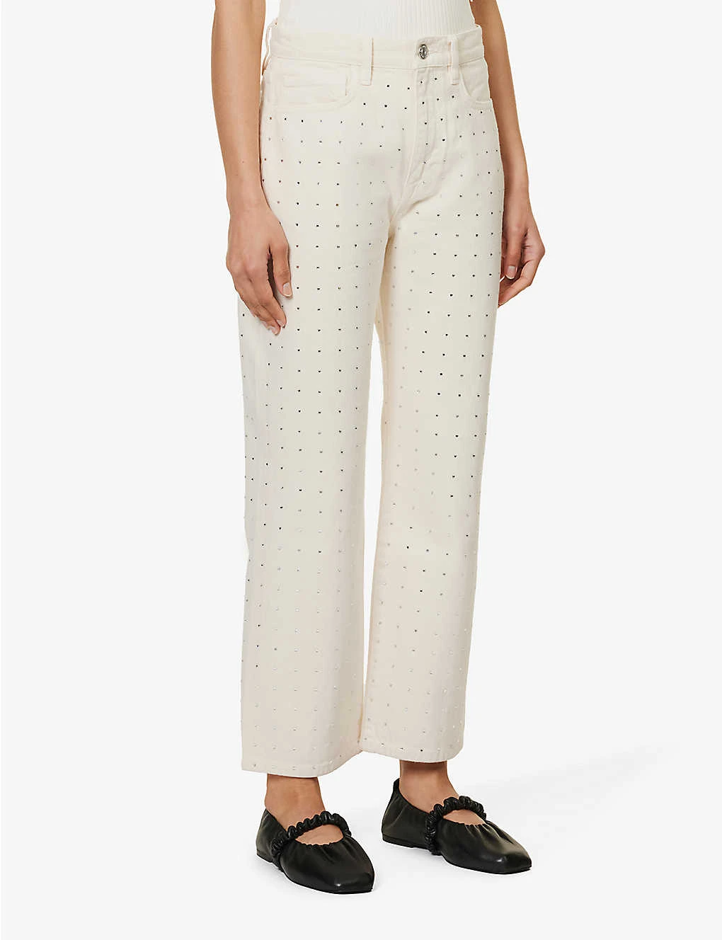 FRAME Le Jane Crop Crystal-embellished Straight-leg High-rise Jeans - Image 3
