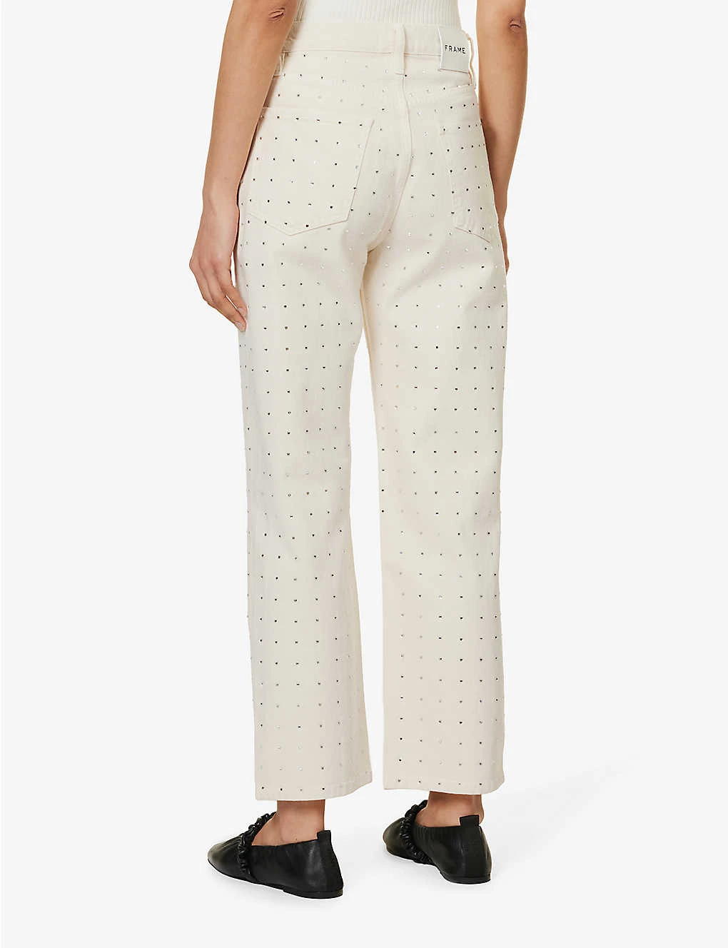 FRAME Le Jane Crop Crystal-embellished Straight-leg High-rise Jeans - Image 4