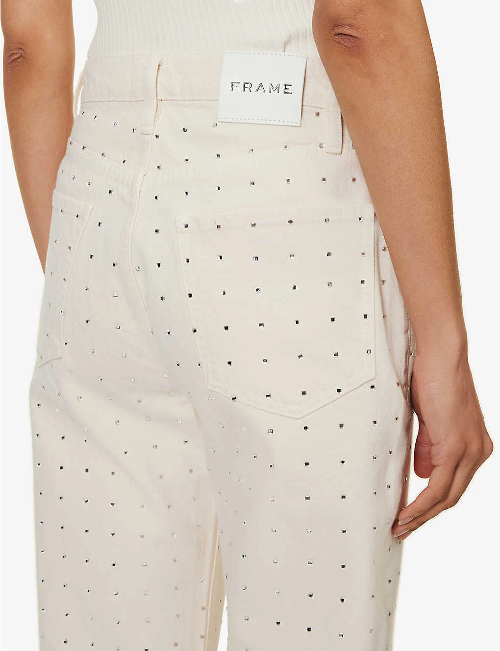 FRAME Le Jane Crop Crystal-embellished Straight-leg High-rise Jeans - Image 5
