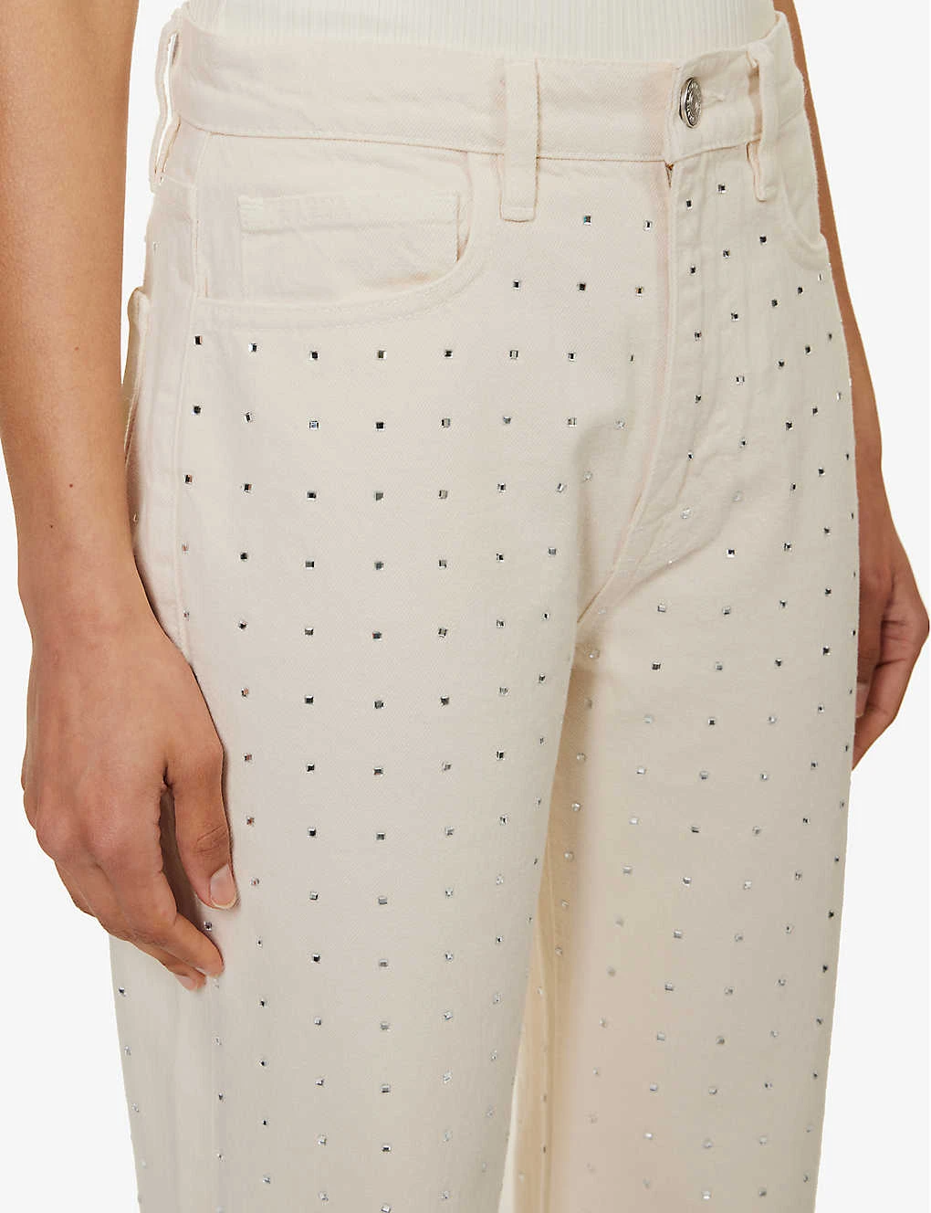 FRAME Le Jane Crop Crystal-embellished Straight-leg High-rise Jeans - Image 6