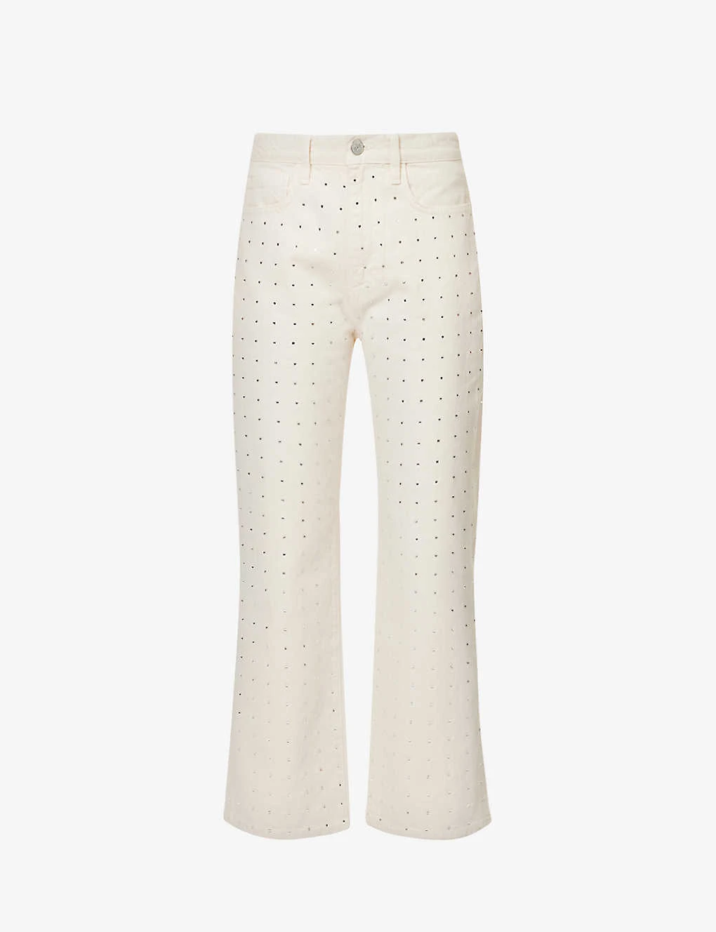 FRAME Le Jane Crop Crystal-embellished Straight-leg High-rise Jeans