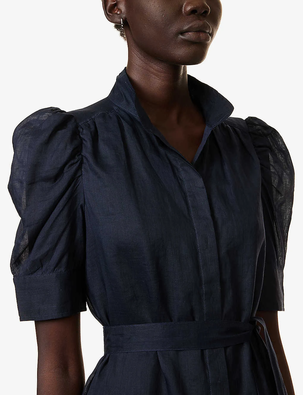 FRAME Gillian Self-tie Ramie Midi Dress - Image 5