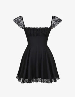 Kaia Square-neck A-line Woven Mini Dress