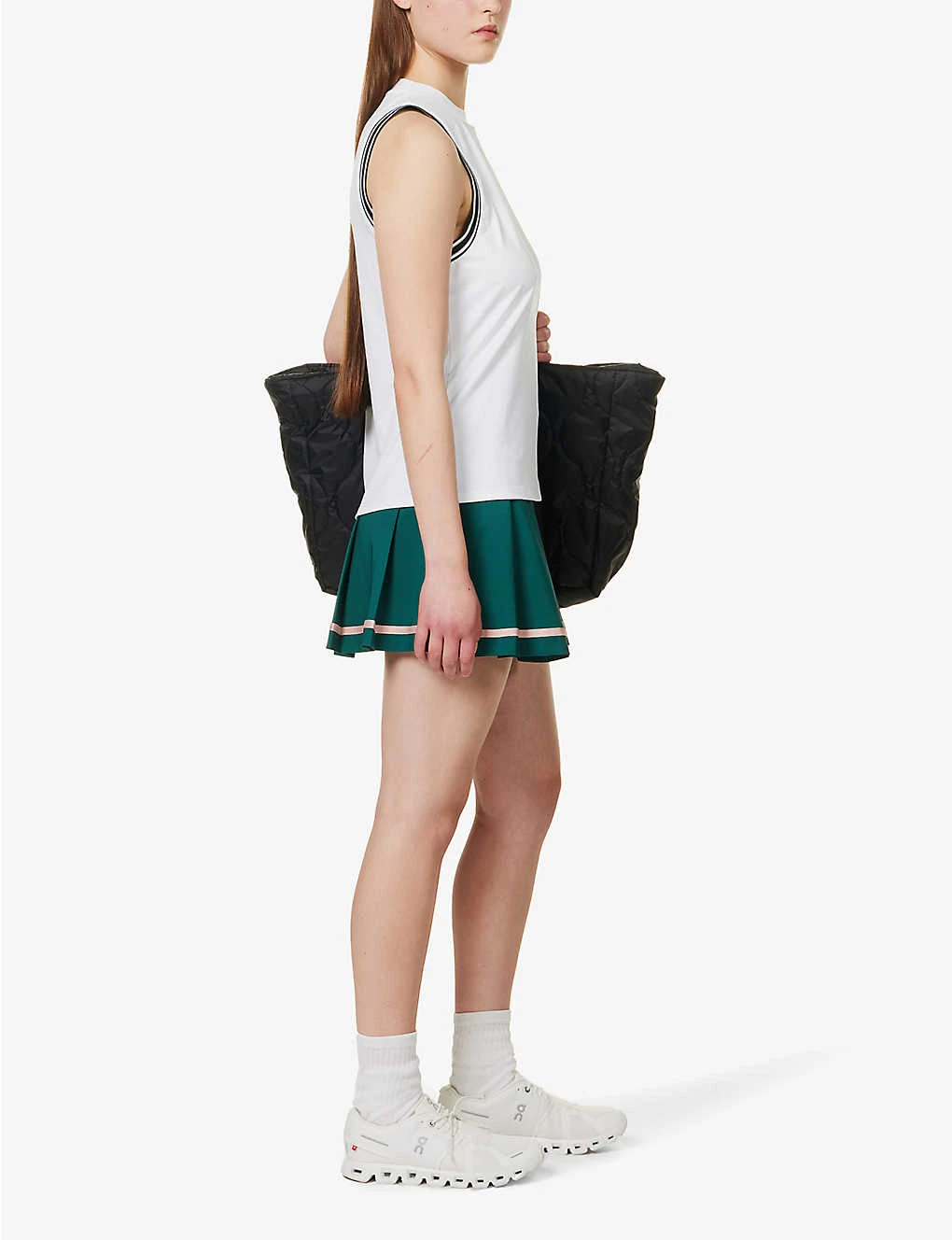 Varley Clarendon Embroidered-tape High-rise Stretch-jersey Skort - Image 2