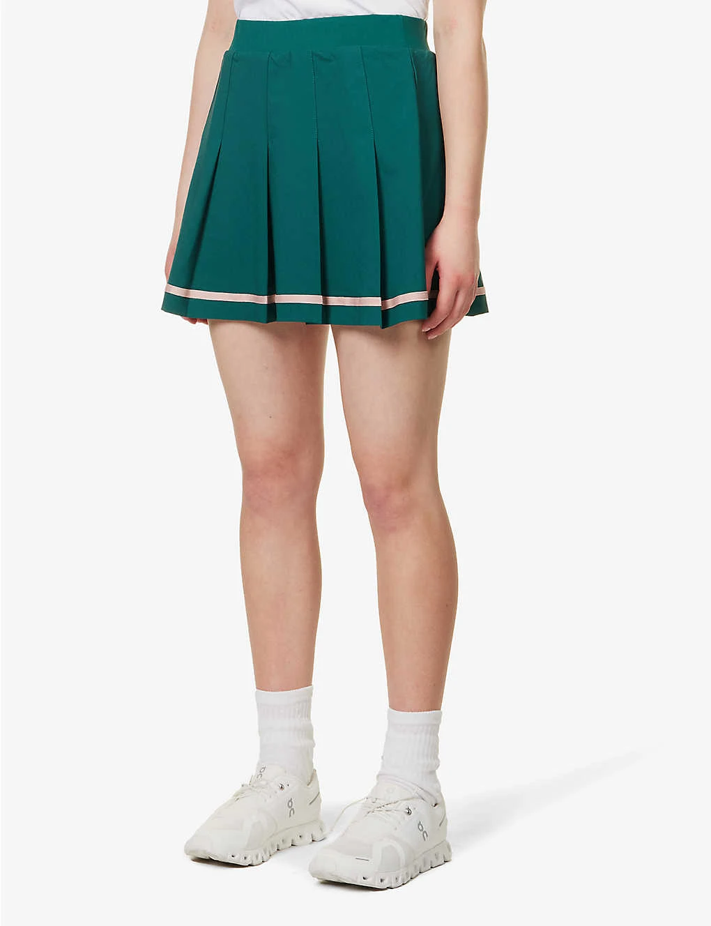 Varley Clarendon Embroidered-tape High-rise Stretch-jersey Skort - Image 3