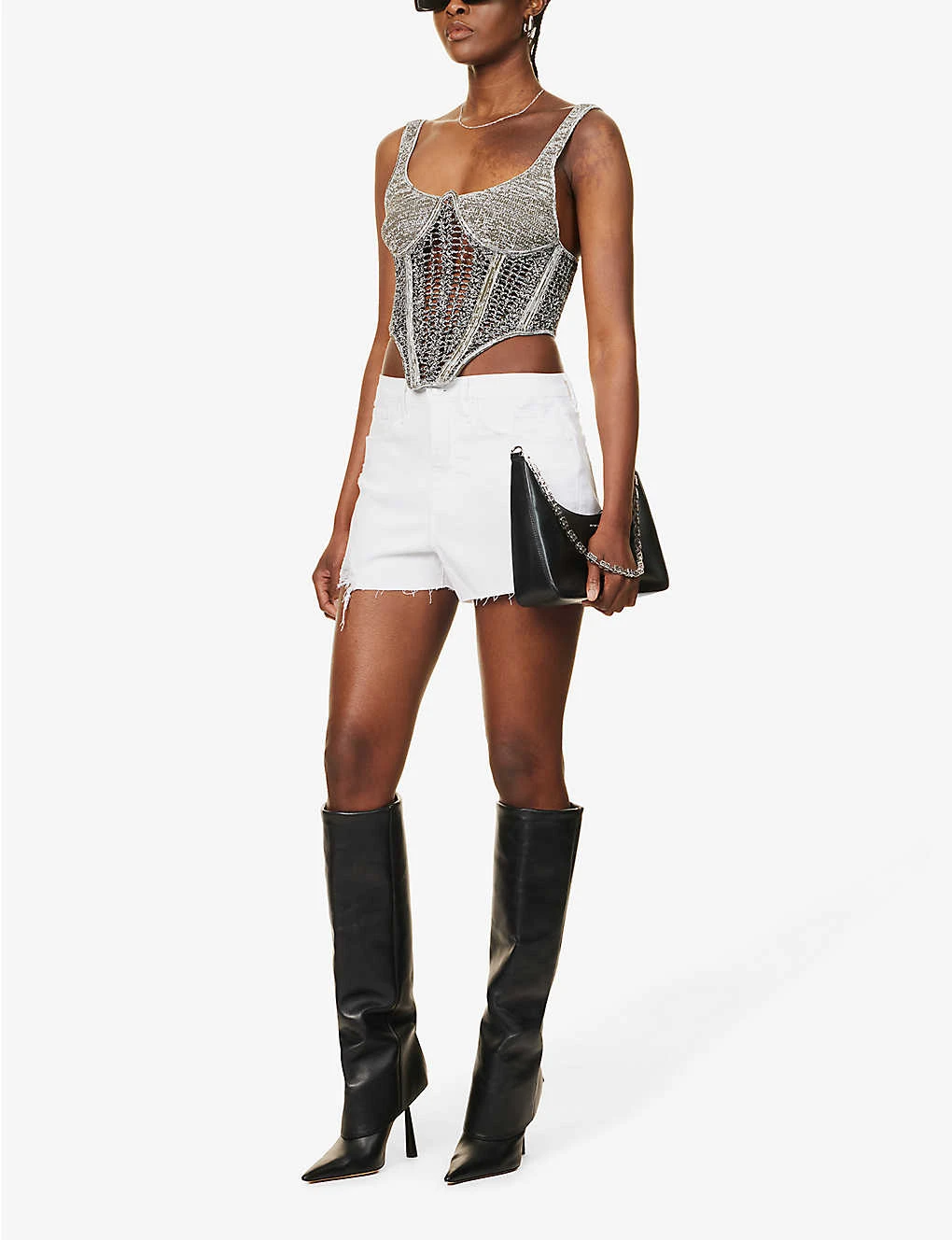 GOOD AMERICAN Good '90s High-rise Stretch-denim Shorts - Image 3